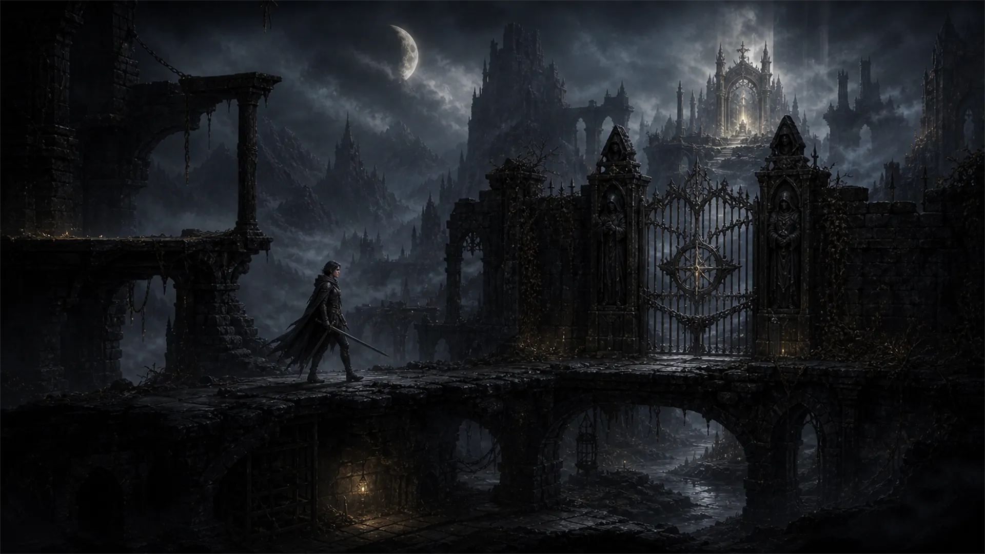 Concept art of an exploration moment in Wanebound